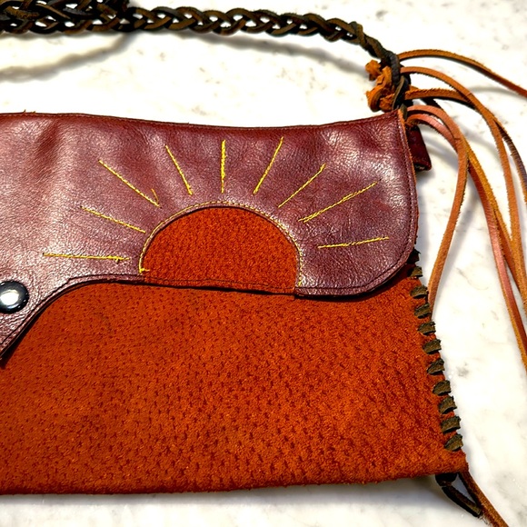 Sunrise Embroidered Leather and Suede Bag - Picture 1 of 10